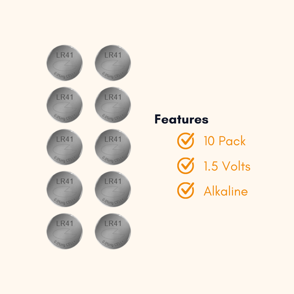 10-Pack LR41 Button Batteries