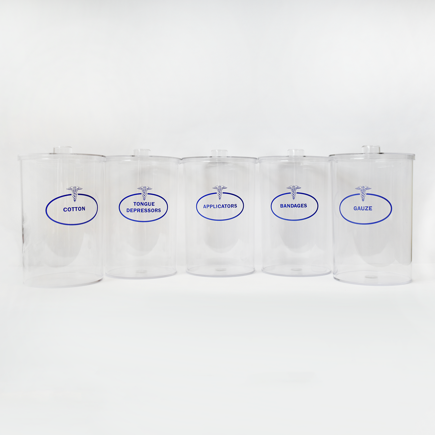 BV Medical Clear Sundry Jars Labeled Set of 5