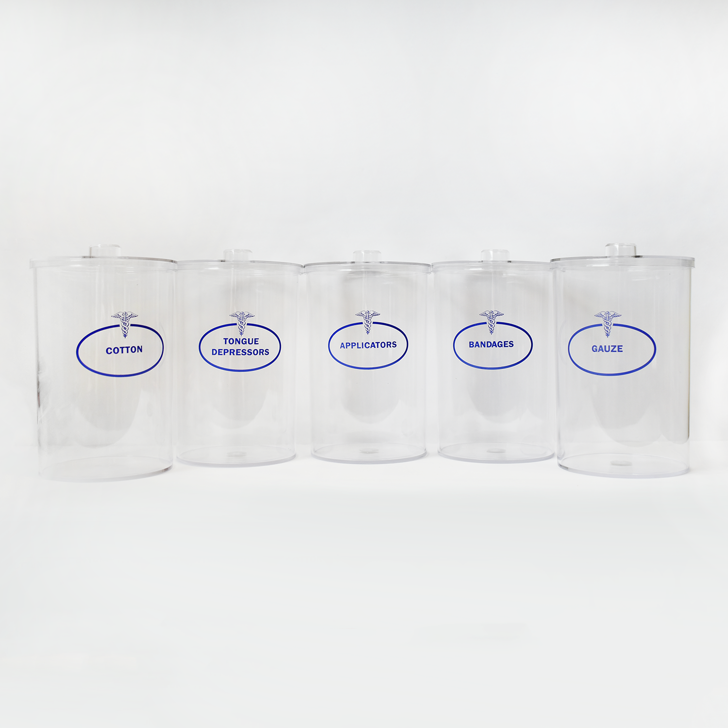 BV Medical Clear Sundry Jars Labeled Set of 5