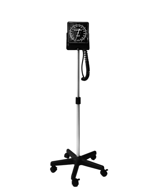 BV Medical Clock Aneroid Sphygmomanometer Mounted on Rolling Stand