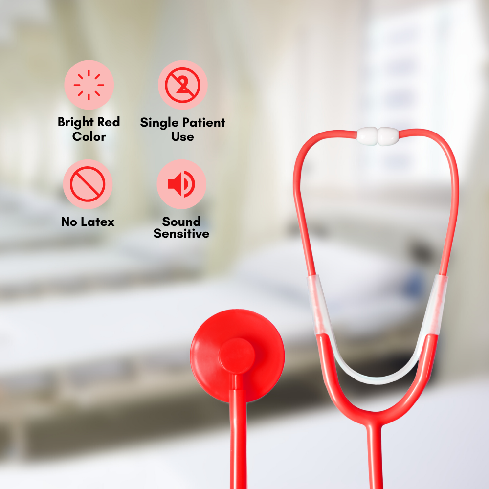 BV Medical Red Single Patient Use/Disposable Stethoscope 10 Pack
