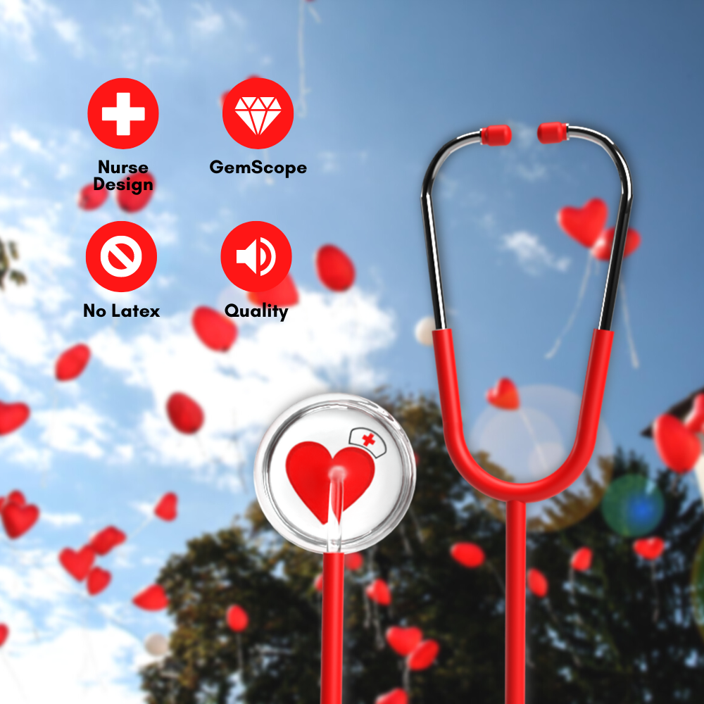 BV Medical Red Heart Nurse Hat Gemscope